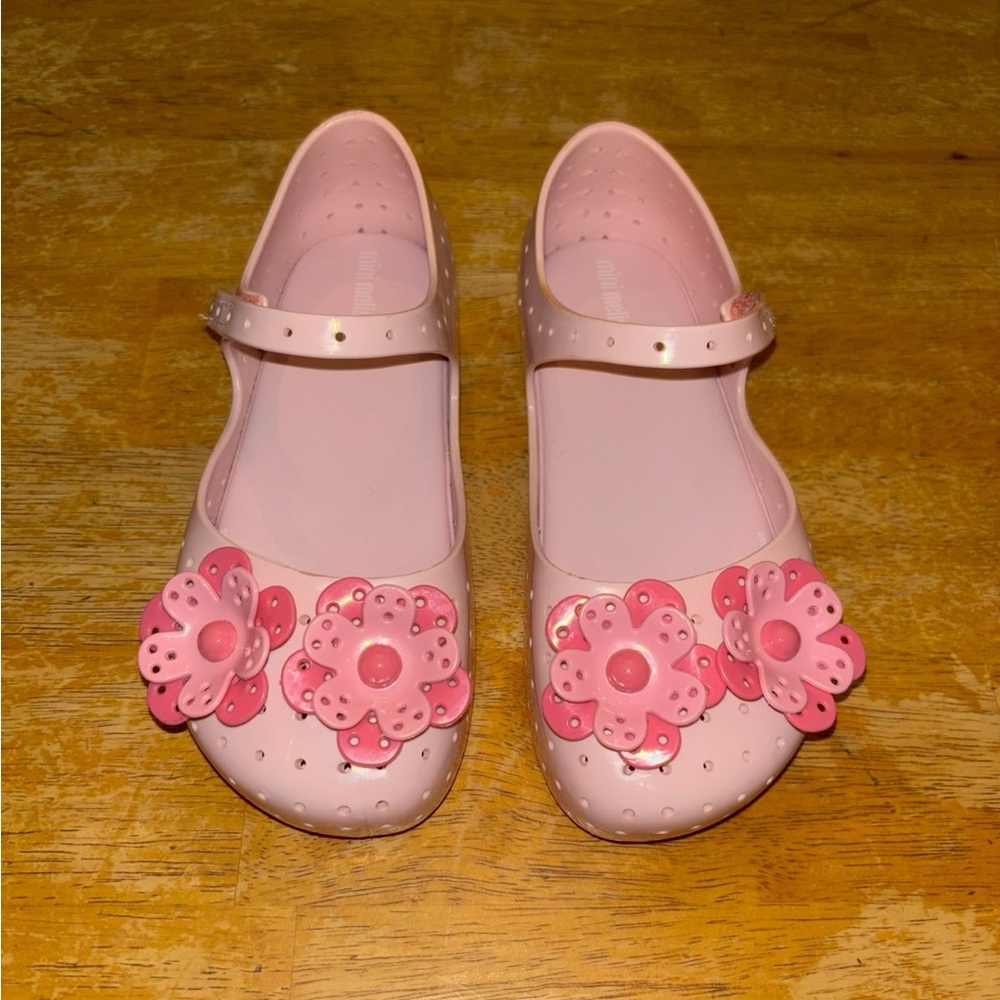 Mini Melissa Furadinha Perforated Flower Mary Jane Size 12 Pink